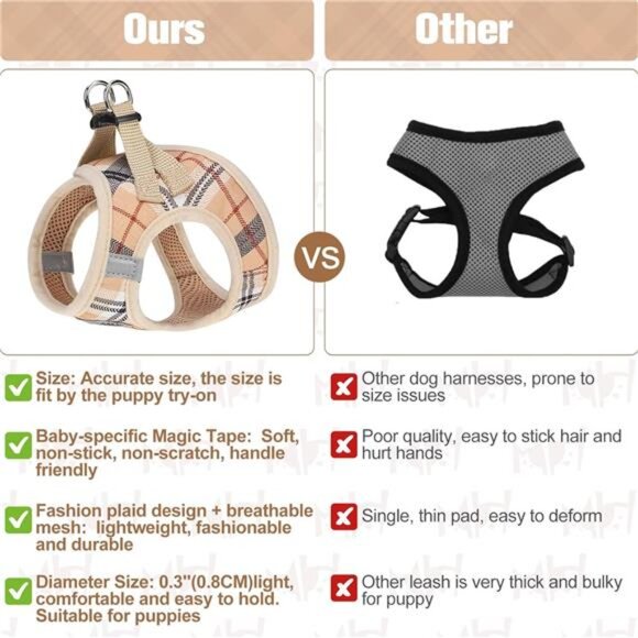 Small Dog Harness and Leash Set,Step in No Chock No Pull Soft Mesh Dog Harnesses - Picture 4 of 7